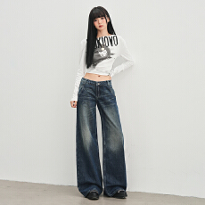 批发爆款美式复古水洗2025秋冬新款<b class='q'>韩版</b>宽松直筒牛仔<b class='q'>裤</b>女垂感阔腿<b class='q'>裤</b>子