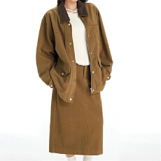 批发美拉德色系翻领撞色多口袋工装夹克外套女宽松百搭复古休闲25秋新