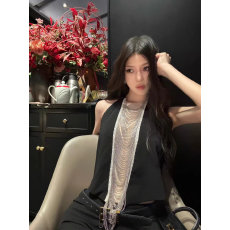 批发纯欲性感风水钻流苏挂脖<b class='q'>吊带</b><b class='q'>背心</b>女秋季新款收腰显瘦时尚内搭上衣