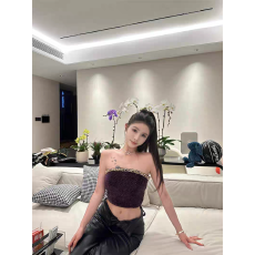 批发纯欲辣妹一字露肩重工镶钻抹胸<b class='q'>背心</b>女露脐短款外穿内搭性感上衣秋