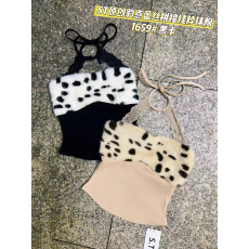 批发辣妹风毛绒拼接美背挂脖<b class='q'>吊带</b><b class='q'>背心</b>女秋季修身内搭小众短款打底上衣