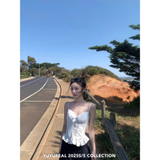 批发蕾丝重工缎面网纱鱼骨背心2025秋季新款纯欲修身内搭吊带上衣女潮