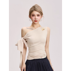 批发法式斜肩T恤女<b class='q'>夏季</b>名媛风气质修身显瘦紧身高级感绝美不规则上衣