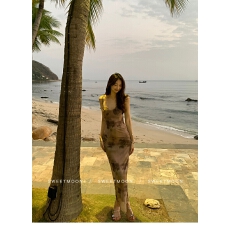 批发法式纯欲风吊带裙女高级性感修身绑带晚礼服优雅连衣裙度假<b class='q'>沙滩裙</b>