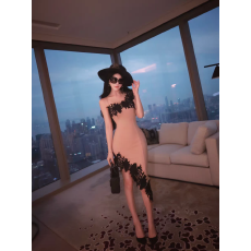 批发<b class='q'>蕾丝</b>拼接纯欲吊带连衣裙女冬季不规则裙子设计感修身收腰包臀短裙