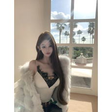 批发纯欲气质收腰显瘦黑白撞色吊带女小众拼接掐腰设计感内搭外穿上衣