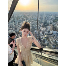 批发法式甜美少女感无袖花苞<b class='q'>连衣裙</b>女夏季收腰显瘦气质初恋清纯<b class='q'>蓬蓬裙</b>