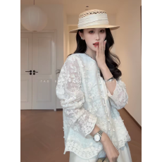 批发法式刺绣蕾丝<b class='q'>衬衫</b>女2026春秋新款高级感洋气显瘦宽松上衣<b class='q'>长袖</b>开衫