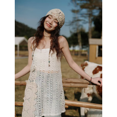 批发波西米亚度假风海边吊带衫<b class='q'>镂空</b>针织<b class='q'>连衣裙</b>外搭蕾丝叠穿吊带裙罩衫
