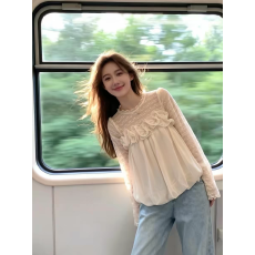 批发韩系甜美花边吊带背心女夏季新款温柔风百搭长袖<b class='q'>打底衫</b>上衣两件套