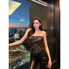 批发纯欲性感辣妹蕾丝飘带抹胸背心女春季设计感小众修身显瘦外穿<b class='q'>上衣</b>