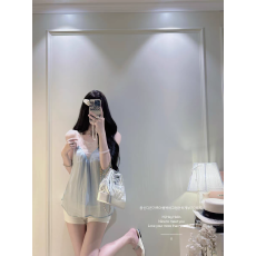 批发法式轻奢烫钻大裙摆收腰绝美气质吊带连衣裙女26新款网纱拼接裙子