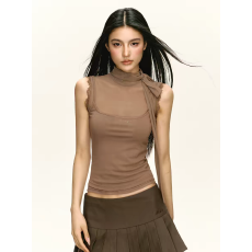 批发纯欲风性感辣妹蕾丝拼接<b class='q'>吊带</b><b class='q'>背心</b>女夏季小众设计感修身显瘦上衣潮