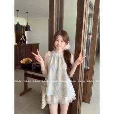 批发韩系绣花立领挂脖无袖背心女2026夏季新款设计感甜美气质上衣小衫