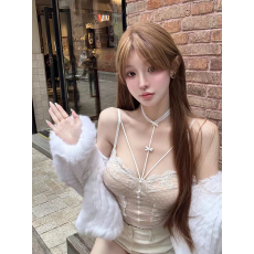 批发纯欲挂脖蝴蝶结背心女内搭秋<b class='q'>冬</b>气质内搭外穿抹胸鱼骨胸衣蕾丝上衣