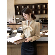 批发法式系带金丝绒<b class='q'>衬衫女</b>秋冬轻奢高级感气质衬衣名媛风洋气减龄上衣