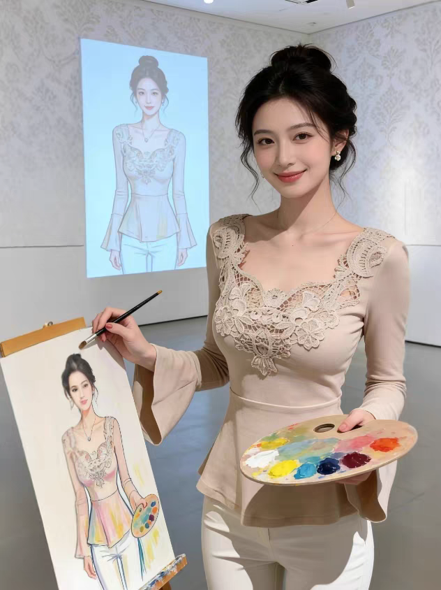 BY30047# 纯欲辣妹镂空蕾丝U领喇叭袖T恤女秋冬收腰显瘦荷叶边下摆长袖上衣 服裝批發女裝批發服飾貨源