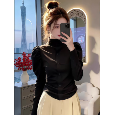 批发2026秋春新品红色<b class='q'>衬衫女</b>气质减龄显白舒适休闲百搭修身洋气上衣潮