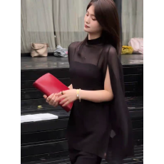 批发法式慵懒半高领黑色<b class='q'>雪纺</b>斗篷女夏天薄款防晒罩衫外搭宽松气质上衣
