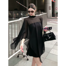 批发轻奢斗篷微透雪纺防晒罩衫女夏季不规则宽松百搭透气薄款<b class='q'>外套</b>上衣