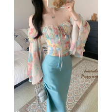 批发高智感穿搭2026秋季套装法式温柔风碎花<b class='q'>雪纺</b><b class='q'>衫</b><b class='q'>半身裙</b>巨好看两件套