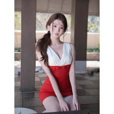 批发法式撞色拼接蝴蝶结背心<b class='q'>连衣裙</b>女<b class='q'>夏</b>季新款高级感收腰显瘦包臀短裙