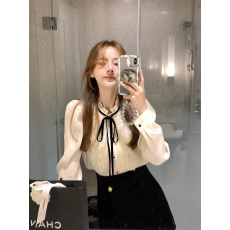 批发法式小香风蝴蝶结绑带雪纺衬衫女秋季新款设计感温柔气质长袖衬衣