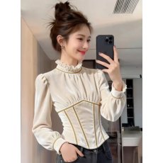 批发白色丝绒<b class='q'>衬衫</b>法式巨好看上衣女士2026年秋装新款轻奢小衫<b class='q'>衬衣</b>女装