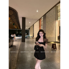 批发纯欲风网纱拼接抹胸收腰连衣裙女修身显瘦a字裙气质简约短裙子