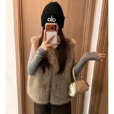 批发人造皮草坎肩仿皮草马夹秋冬立领毛毛马甲女百搭毛绒<b class='q'>背心</b>无袖外套