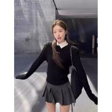 批发黑色假两件麻花毛衣百褶裙<b class='q'>套装</b>女2026秋冬新款内搭打底辣妹两件套