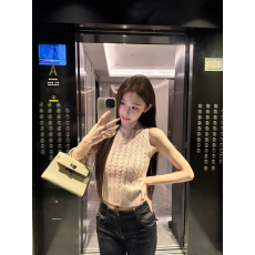 批发辣妹重工烫钻半高领无袖针织<b class='q'>背心</b>女夏季新款性感收腰内搭短款上衣