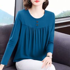 批发M-5XL胖妈妈春装上衣加肥加大码女装长袖t恤<b class='q'>中老年</b>春秋圆领<b class='q'>打底衫</b>