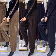 批发加绒加厚冬季雪尼尔妈妈灯笼裤女士外穿休闲裤高腰宽松时尚<b class='q'>哈伦裤</b>