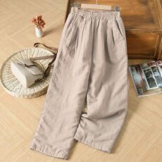 批发薄/厚款秋冬季棉麻阔腿裤个性文艺范宽松休闲长裤女式个性<b class='q'>亚麻</b>裤