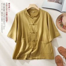 批发26夏新款棉麻<b class='q'>女装</b>中式复古苎麻砂洗手工缝线盘扣上衣女式开衫<b class='q'>外套</b>