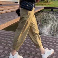 批发高腰休闲裤女夏薄款2026新款九分裤时尚显瘦<b class='q'>哈伦</b>裤小个子<b class='q'>运动裤</b>子