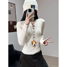 批发【280克绵羊绒】原版亨利领加绒保暖长袖<b class='q'>T</b><b class='q'>恤</b>打底衫女内搭上衣