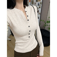 批发【280克绵羊绒】原版亨利领加绒保暖长袖<b class='q'>T</b><b class='q'>恤</b>打底衫女内搭上衣