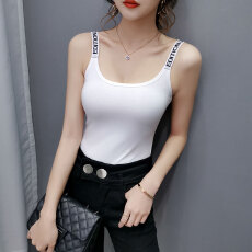 官图纯棉吊带背心女T恤内搭外穿夏时尚洋气时髦短袖无袖上衣