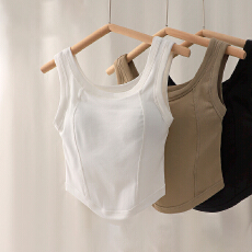 批发官图 带胸垫小吊带背心女内搭外穿夏季美背<b class='q'>文胸</b>一体短款上衣