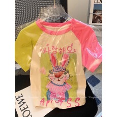 批发官图【210克纯棉螺纹】正肩<b class='q'>T</b><b class='q'>恤</b>女短袖夏短款上衣修身插肩撞色