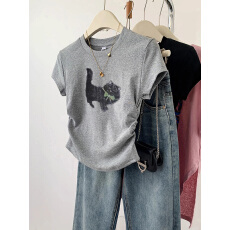 批发官图【后包领210克40支1*1纯棉螺纹】短袖<b class='q'>t</b><b class='q'>恤</b>女夏季短款收腰