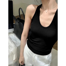 批发官图260克人棉螺纹挂脖背心小吊带上衣内搭外穿短款打底运动