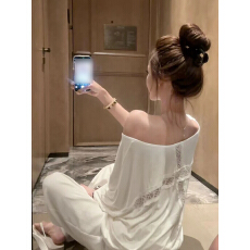 批发官图 原版天丝羊绒蕾丝短袖T恤夏季空调防晒罩衫<b class='q'>宽松</b>蝙蝠袖