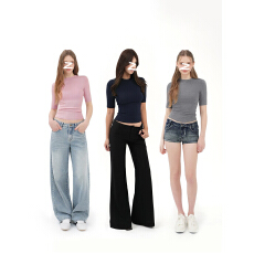 批发官图 260克人棉五分<b class='q'>袖</b>中<b class='q'>袖</b>正肩T恤女短<b class='q'>袖</b>夏季<b class='q'>上衣</b>修身基础款