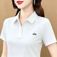 批发<b class='q'>潮流</b>百搭减龄设计刺绣翻领短袖中年女士夏季<b class='q'>时尚</b>洋气POLO显瘦T恤
