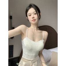 批发金丝绒打底吊带背心女2025新款秋冬带胸垫内搭外穿美背<b class='q'>文胸</b>上衣
