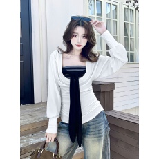 批发辣妹早秋套装女2025新款绑带条纹抹胸上衣搭配长袖<b class='q'>防晒</b>罩衫两件套