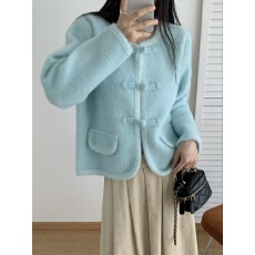 批发新中式国风复古盘扣外套女2025秋冬新款小个子气质宽松显瘦短上衣